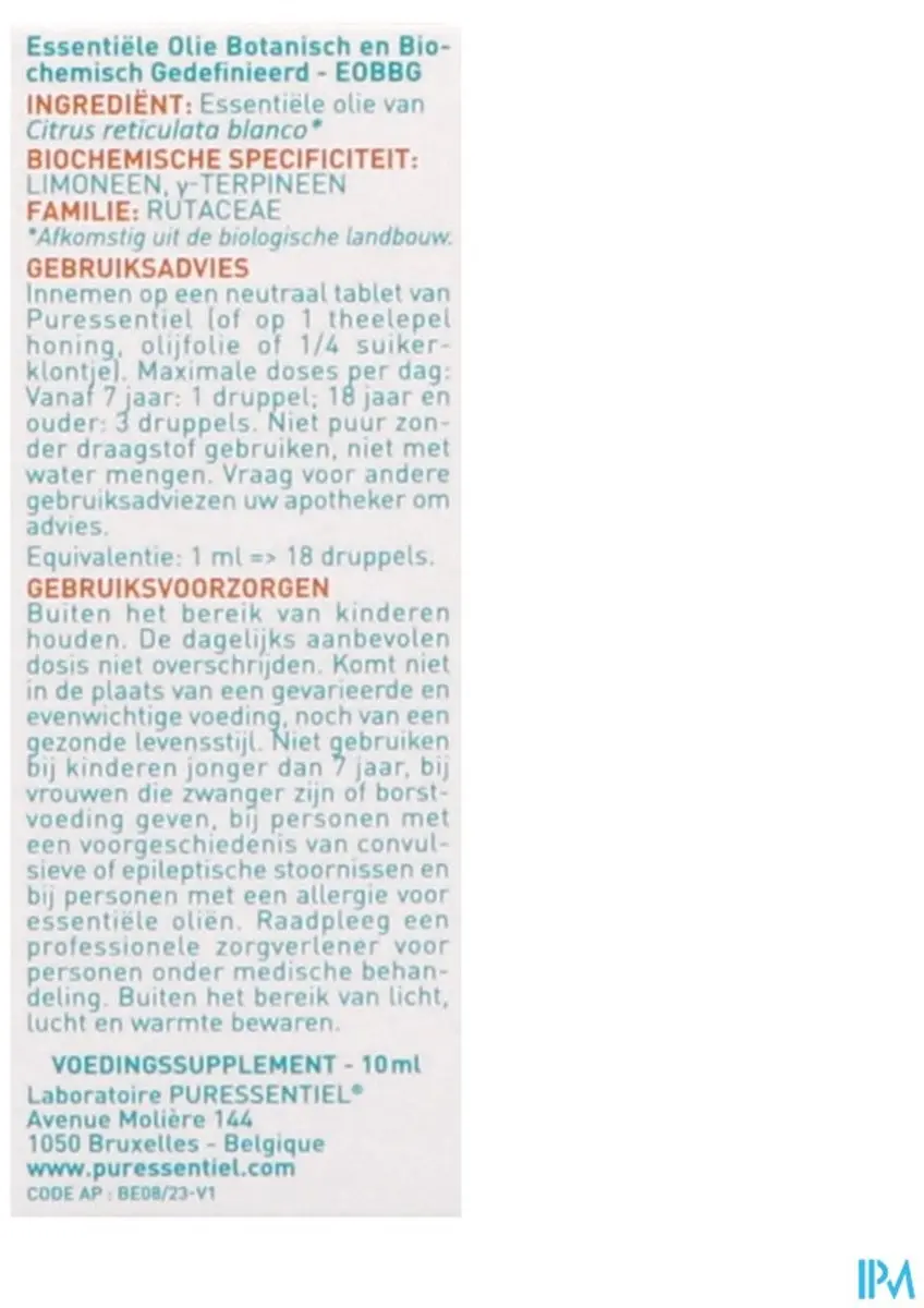 Puressentiel Groene Mandarijn Bio Etherische Olie 10ml