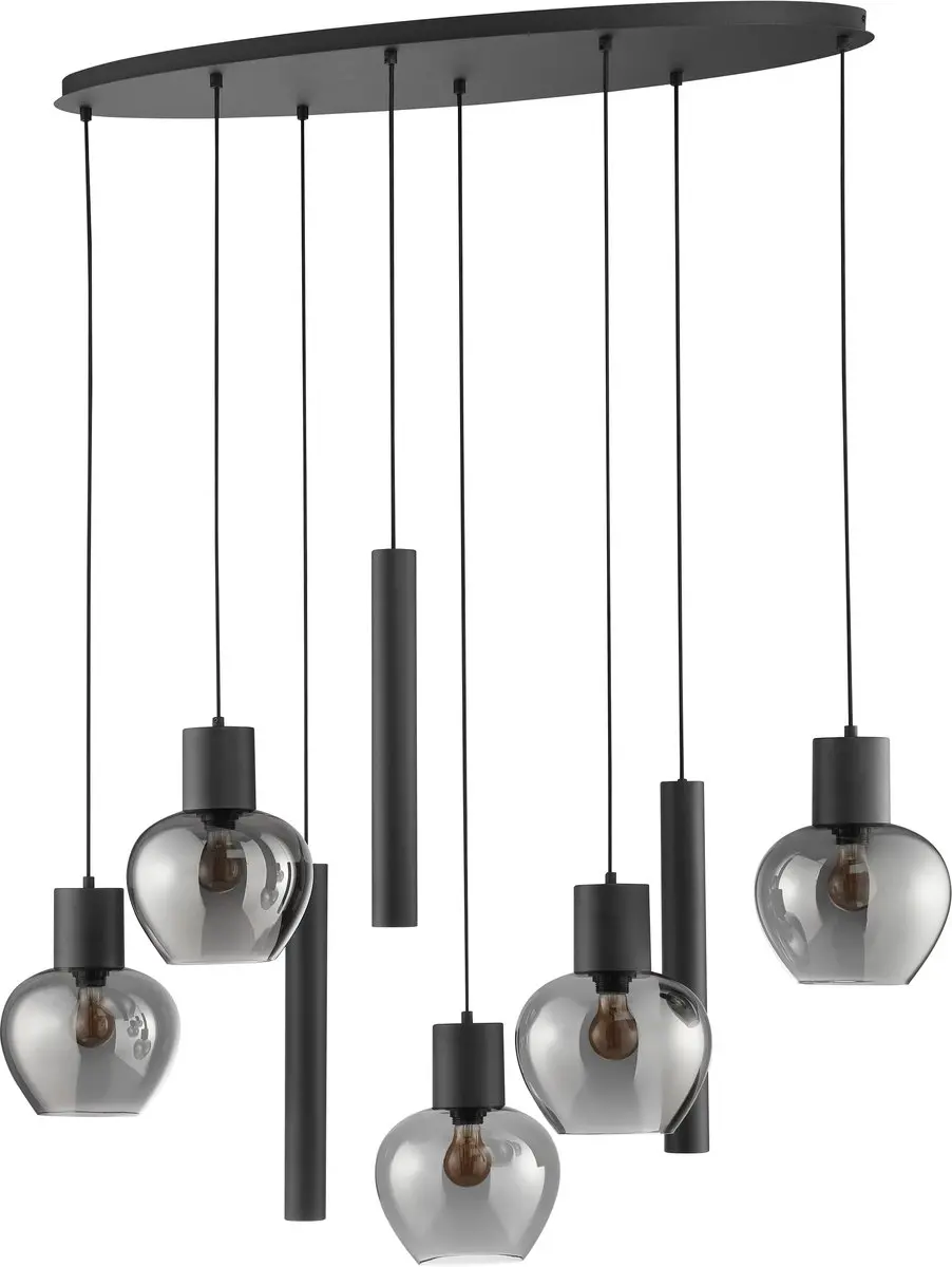 Brilliant Ligari Hanglamp 8-lichts Ovaal 126cm - Zwart/Smoke