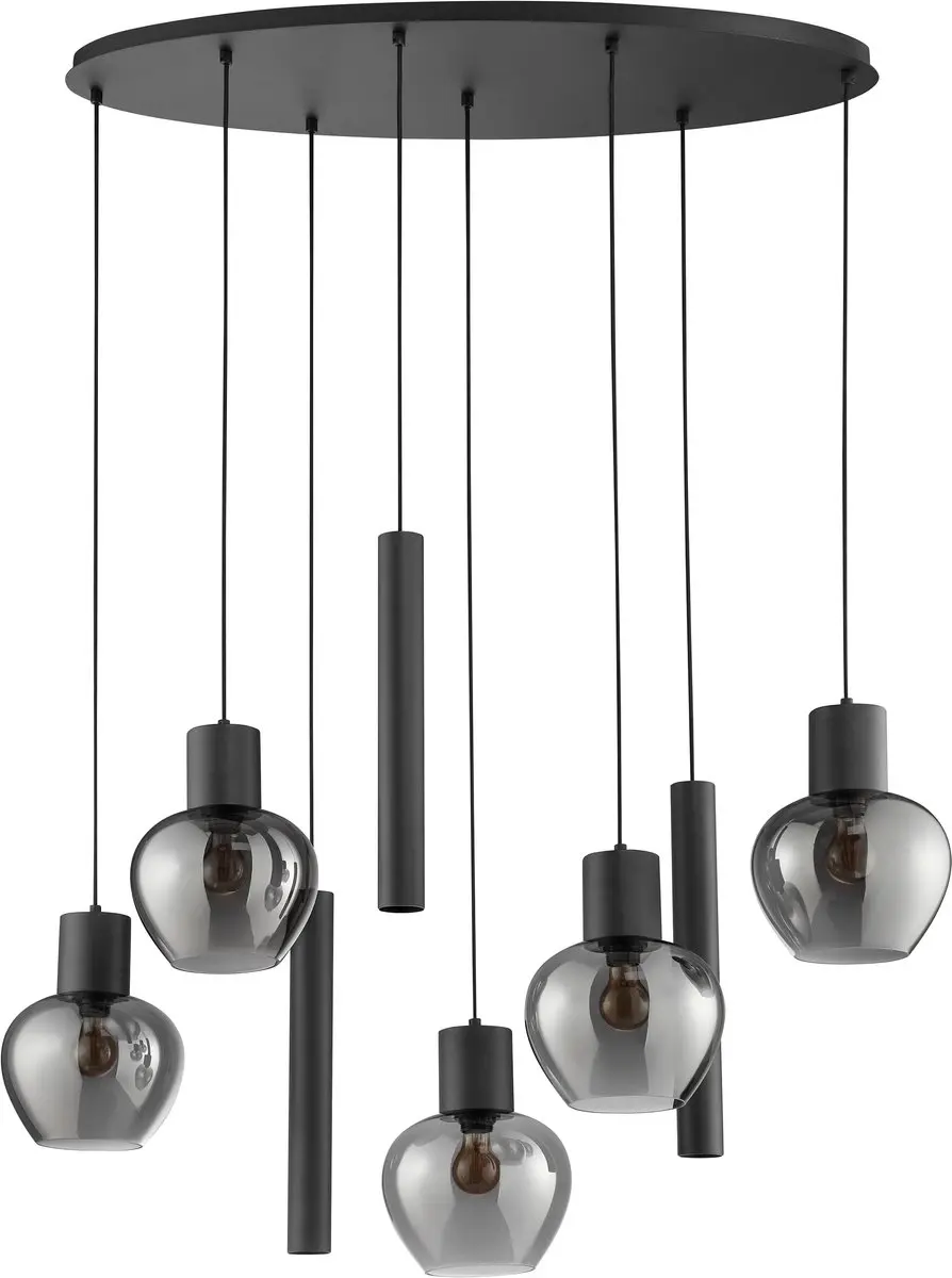 Brilliant Ligari Hanglamp 8-lichts Ovaal 126cm - Zwart/Smoke