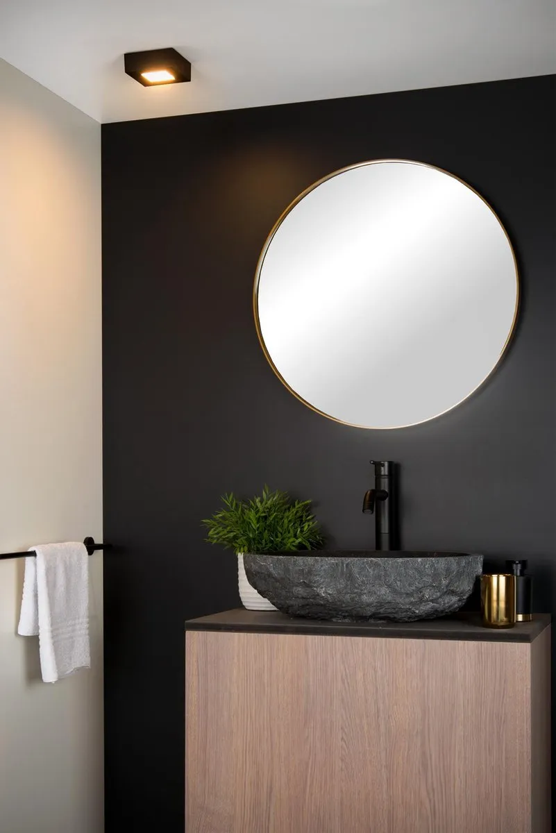 Lucide BRICE-LED Plafondlamp Badkamer - 8W 3000K - Zwart