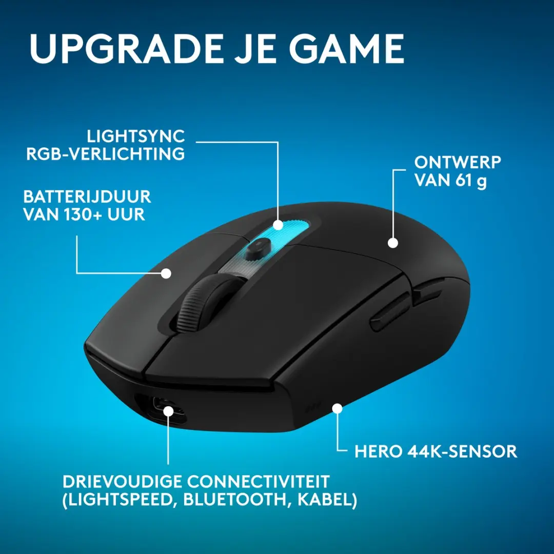 Logitech G G305 X SUPERLIGHT Draadloze Gaming Muis - Zwart