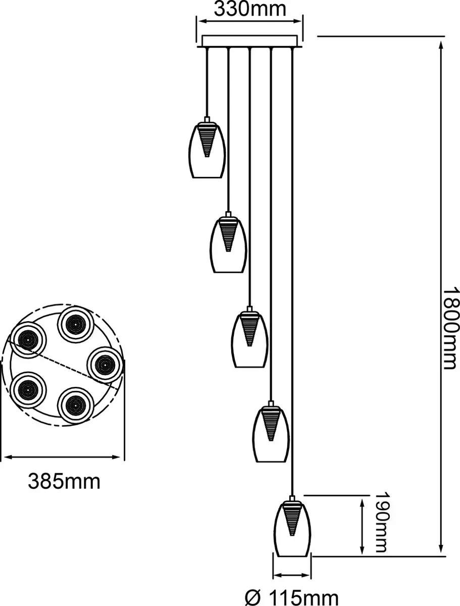 Brilliant Metropolis Hanglamp - 5 Lichtpunten - Chroom