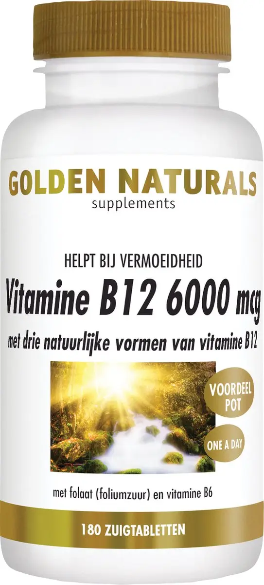 Golden Naturals Vitamine B12 6000 mcg - 180 Veganistische Zuigtabletten
