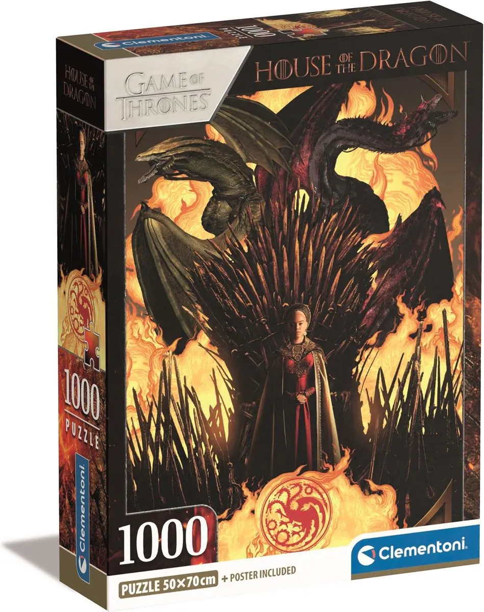 Clementoni House of the Dragon Puzzel 1000 Stuks - Multikleur