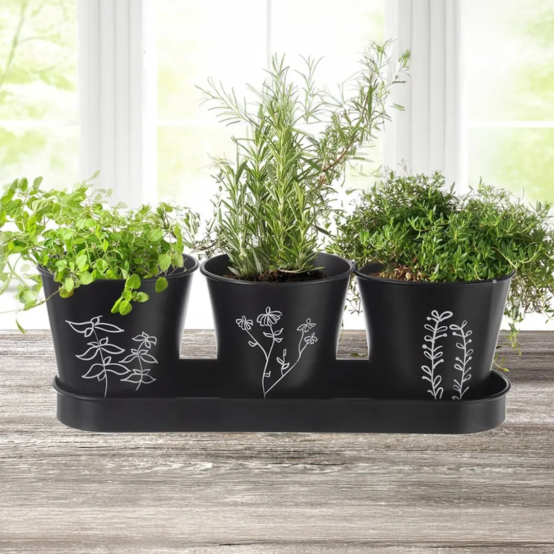 Orion Blackline Kruidenpot - 3 Stuks - Zwart