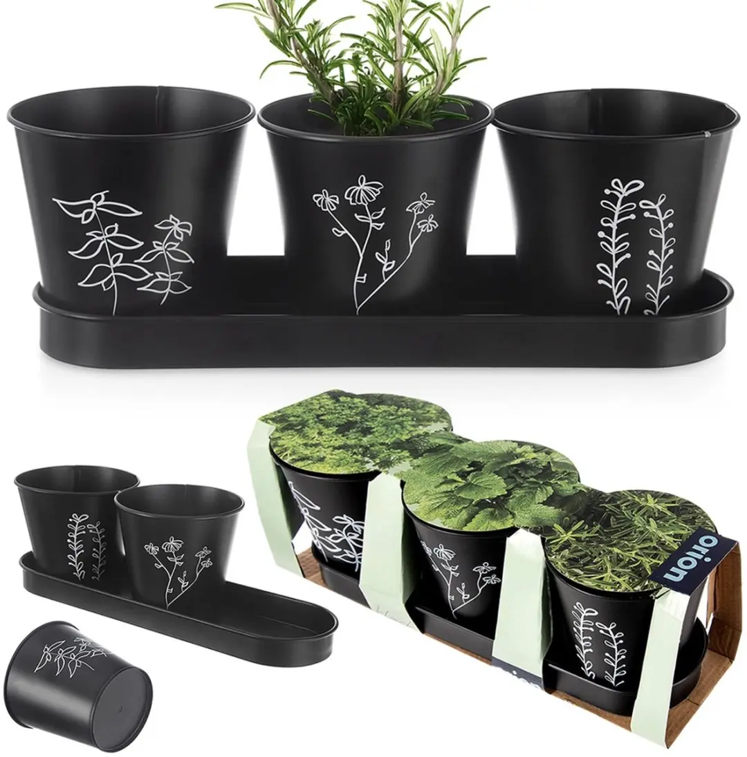 Orion Blackline Kruidenpot - 3 Stuks - Zwart