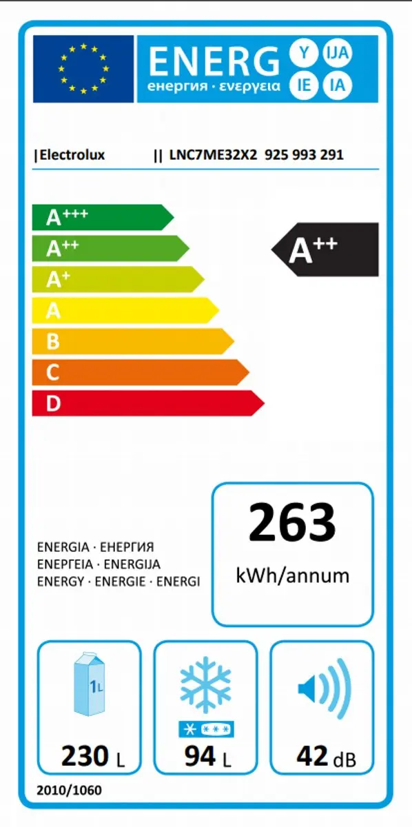 Electrolux LNC7ME32X2 Koelvriescombinatie - 330L - Grijs