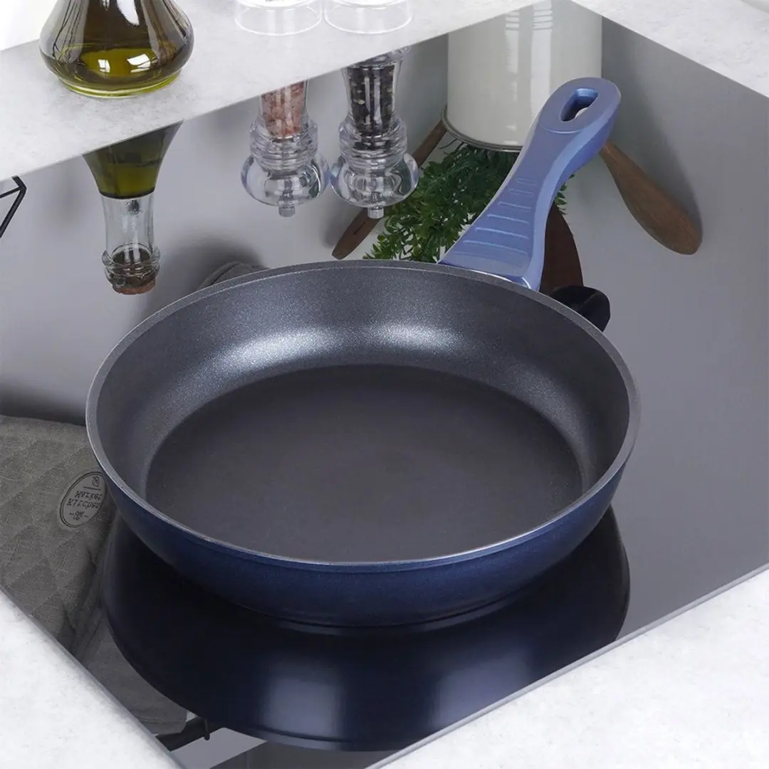 Orion Diamant Serie Roestvrijstalen Koekenpan 24cm - Blauwe Handgreep