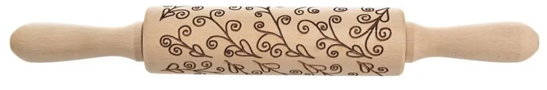 Orion Decoratieve Deegroller Hout 33cm - Draaibaar Bladvormig Patroon