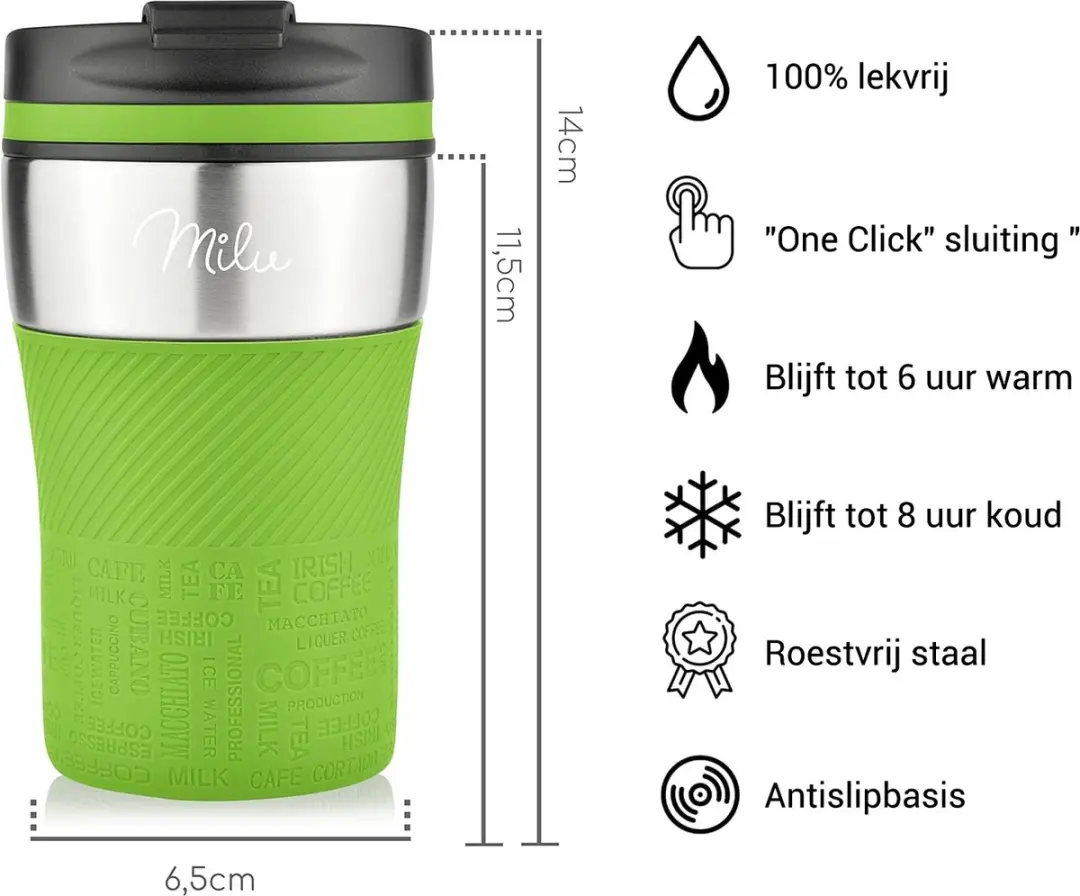 Milu Thermosbeker 210ml - Groen - Dubbelwandig