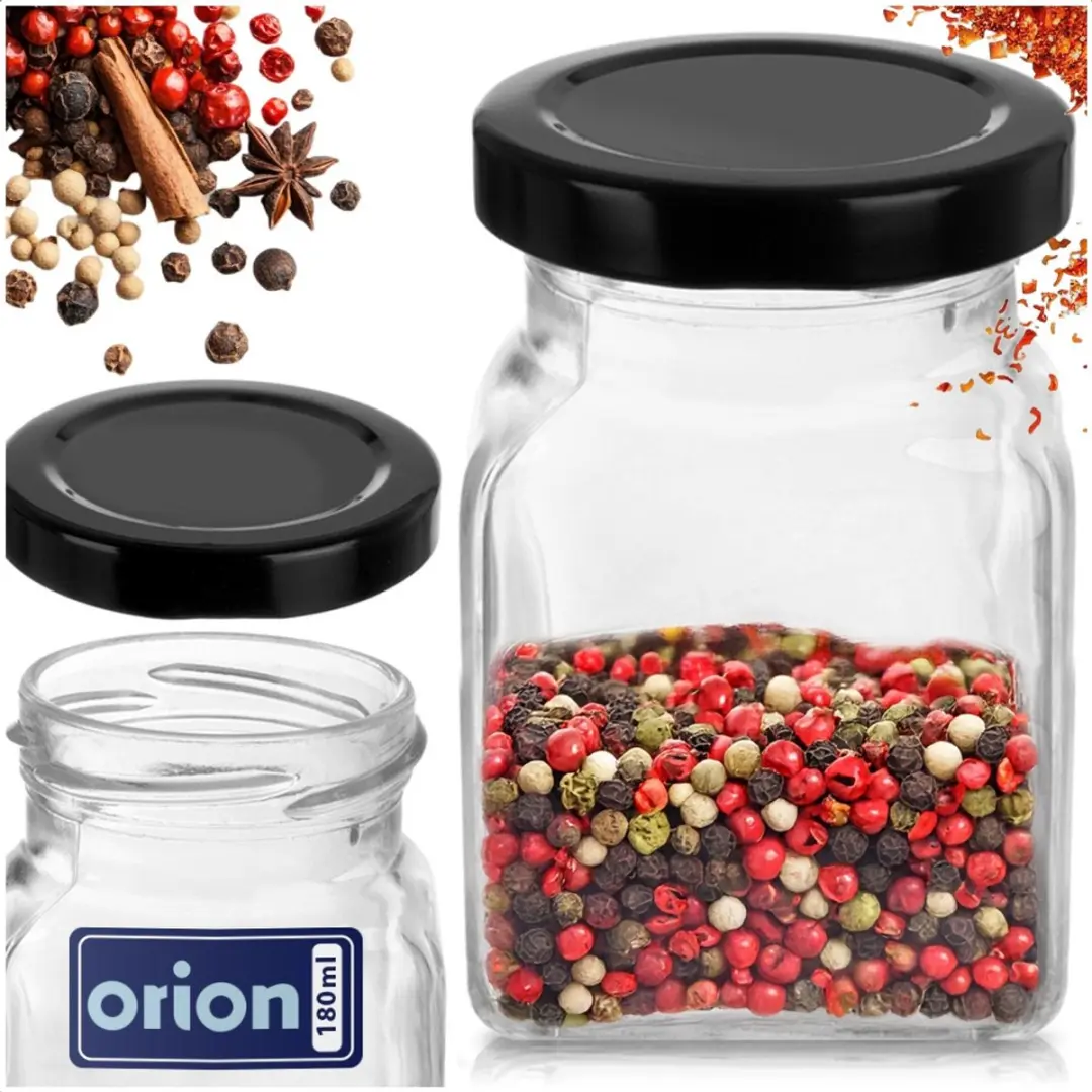 Orion Glazen Kruidenpot 170ml - MPN 155120 - Zwart Deksel