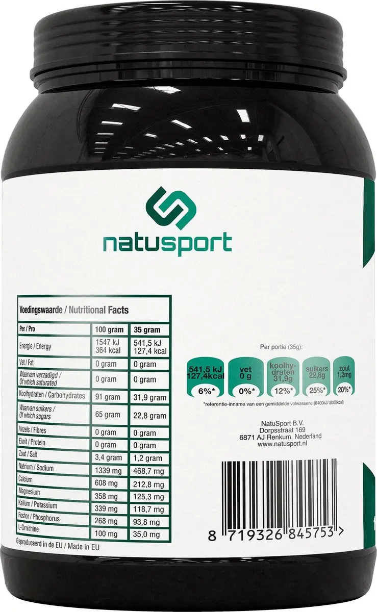 Natusport Isotone Sportdrank Lemon 1kg - Elektrolyten & Koolhydraten