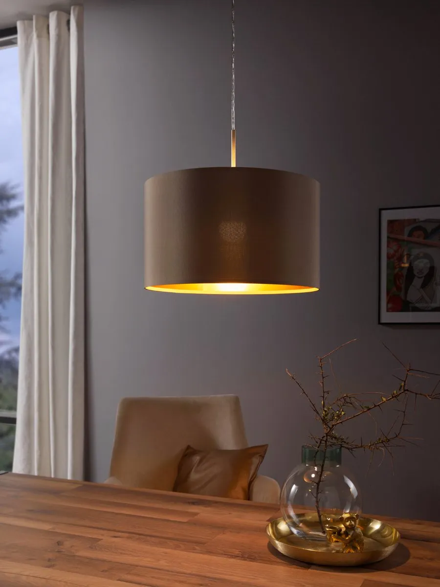 Eglo Maserlo Hanglamp 1 Licht Ø38cm - Taupe/Goud - afbeelding 6 van 6