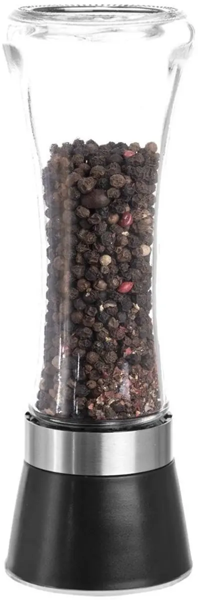 Orion Glazen Peper- en Zoutmolen 18,5cm - Zwart/Transparant