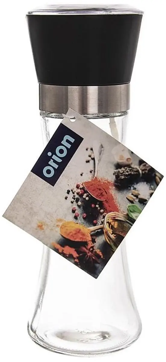 Orion Glazen Peper- en Zoutmolen 18,5cm - Zwart/Transparant