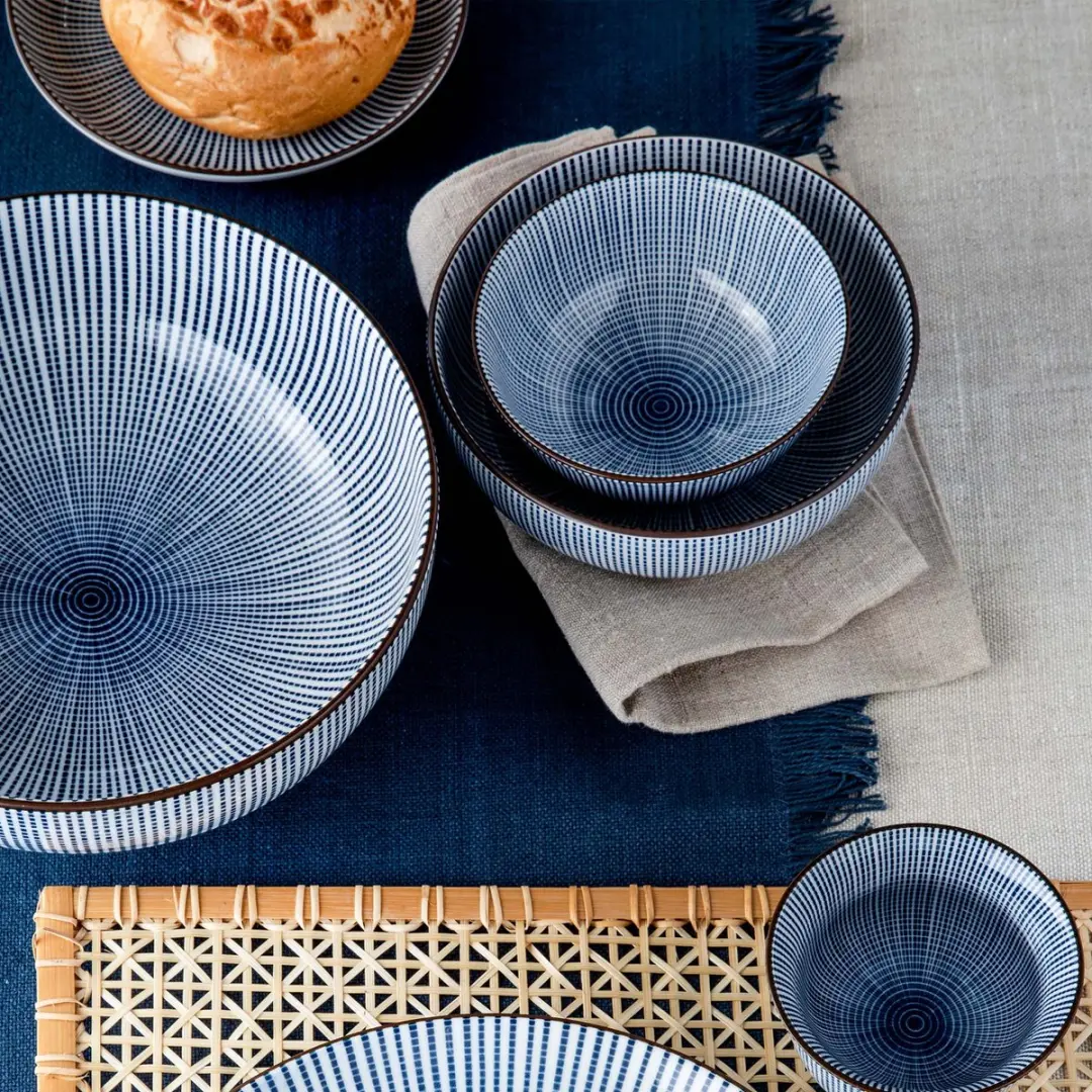 Tokyo Design Studio Sendan Blue Rijstkom 300ml - Ø11,8cm - Blauw/Wit