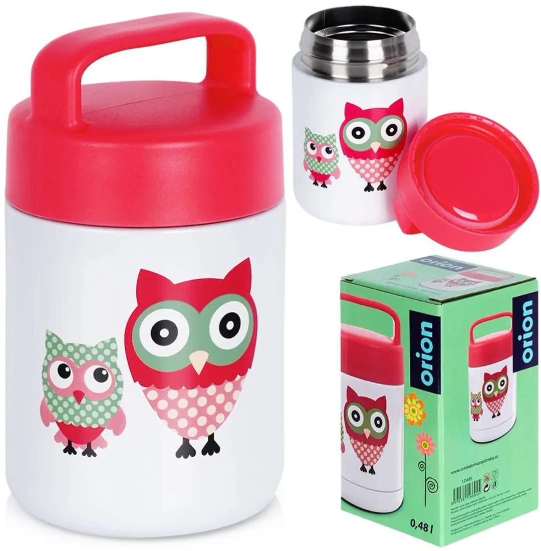 Orion Stalen Lunch Thermos 450ml - Uilmotief Rood