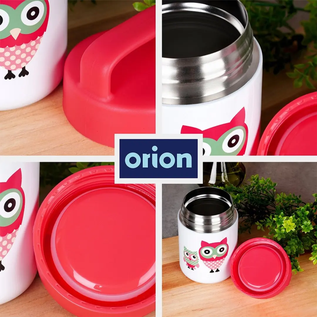 Orion Stalen Lunch Thermos 450ml - Uilmotief Rood