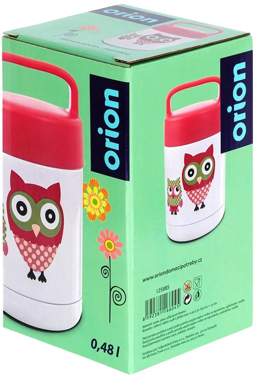 Orion Stalen Lunch Thermos 450ml - Uilmotief Rood