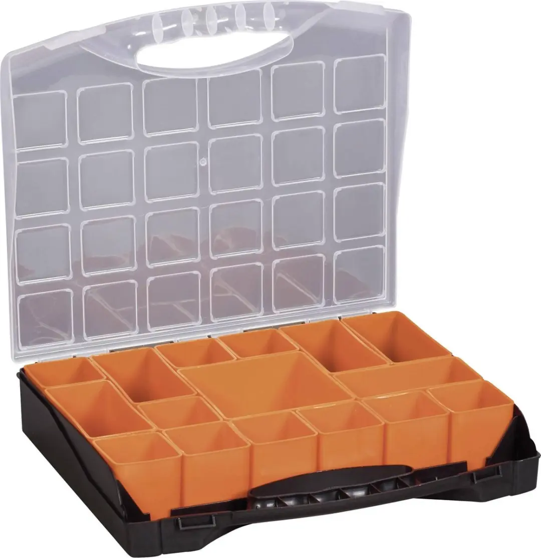 Alutec Assortimentskoffer 16 Vakken - 32x28x30cm - Zwart/Oranje