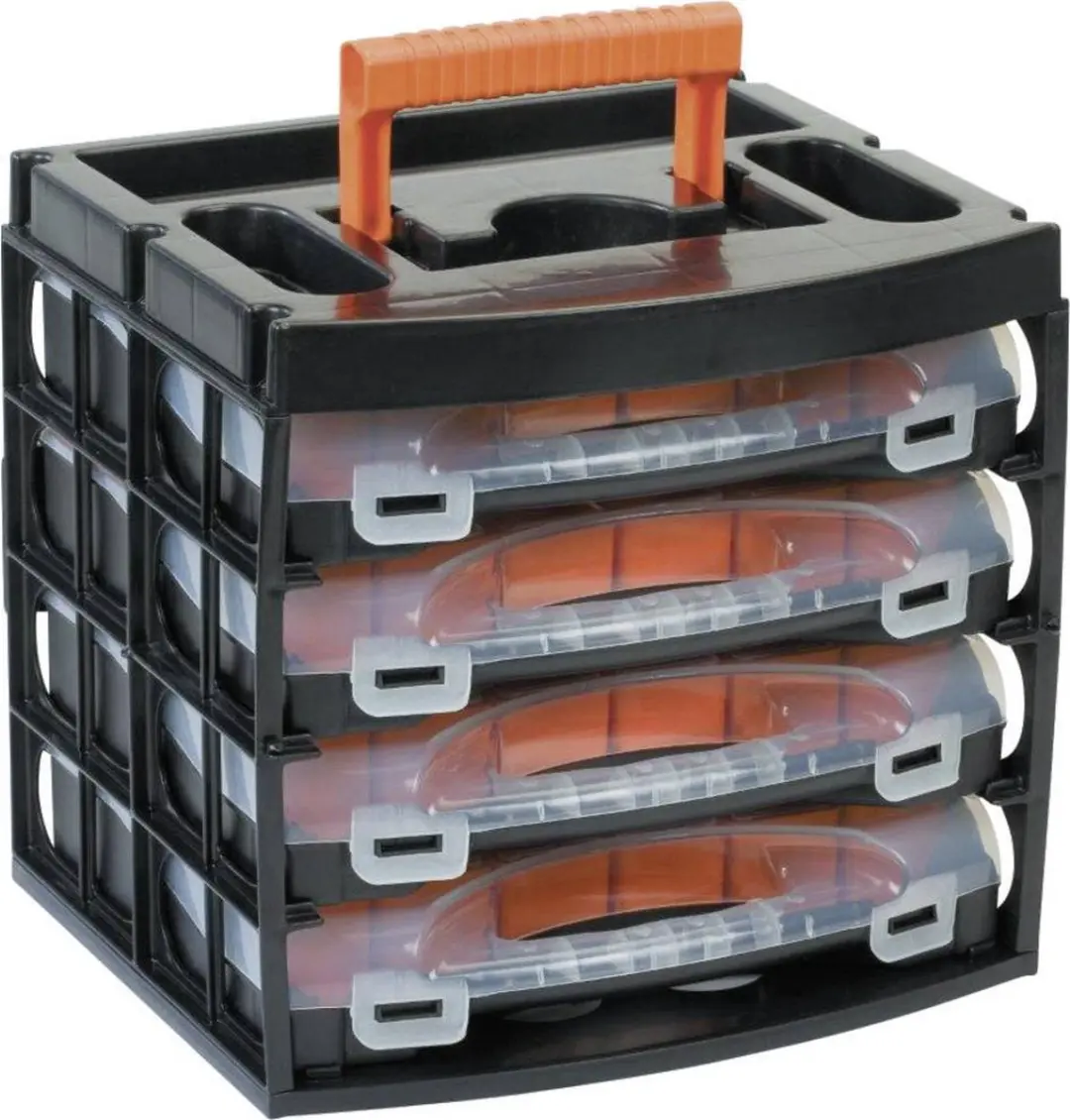 Alutec Assortimentskoffer 16 Vakken - 32x28x30cm - Zwart/Oranje