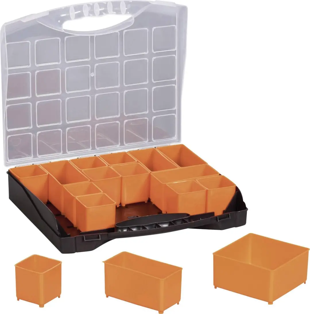 Alutec Assortimentskoffer 16 Vakken - 32x28x30cm - Zwart/Oranje