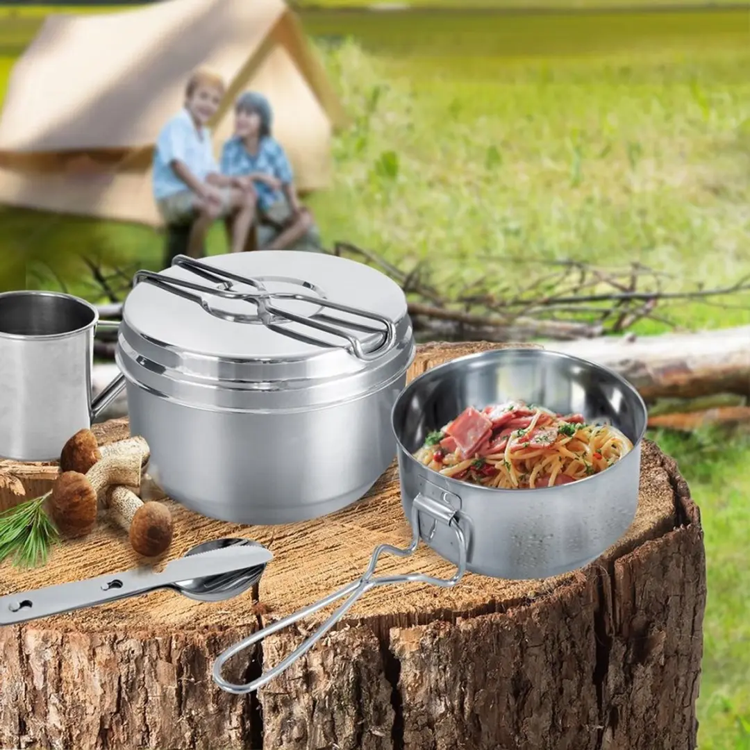 Orion Stalen Kampeerset 7-delig - 1,5L & 0,9L Pannen - Zilver