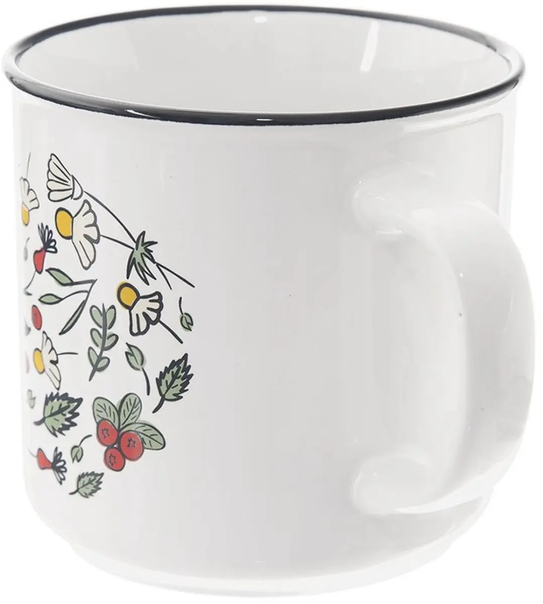 Orion Keramische Mok 650ml - Plantenprint - Wit/Zwart