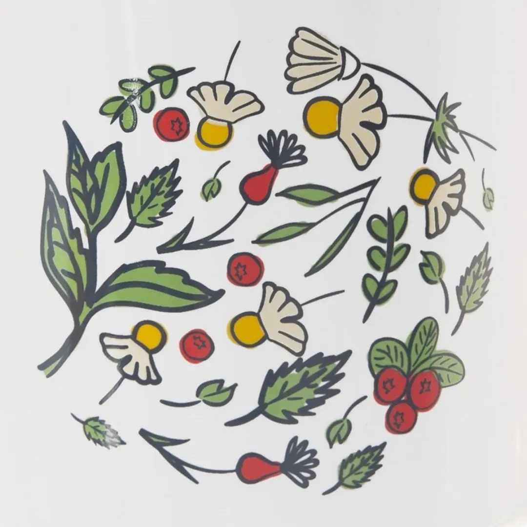 Orion Keramische Mok 650ml - Plantenprint - Wit/Zwart