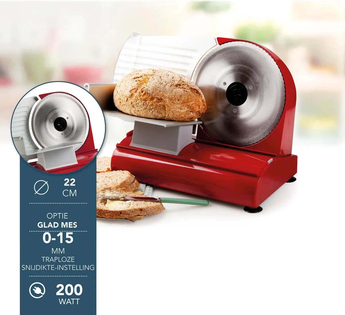 Domo DO522S Snijmachine 22cm - Rood