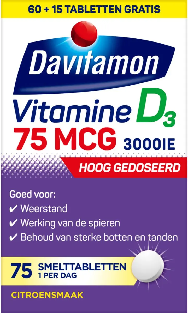 Davitamon Vitamine D3 75mcg Smelttabletten - 150g