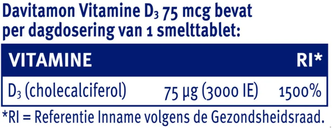 Davitamon Vitamine D3 75mcg Smelttabletten - 150g