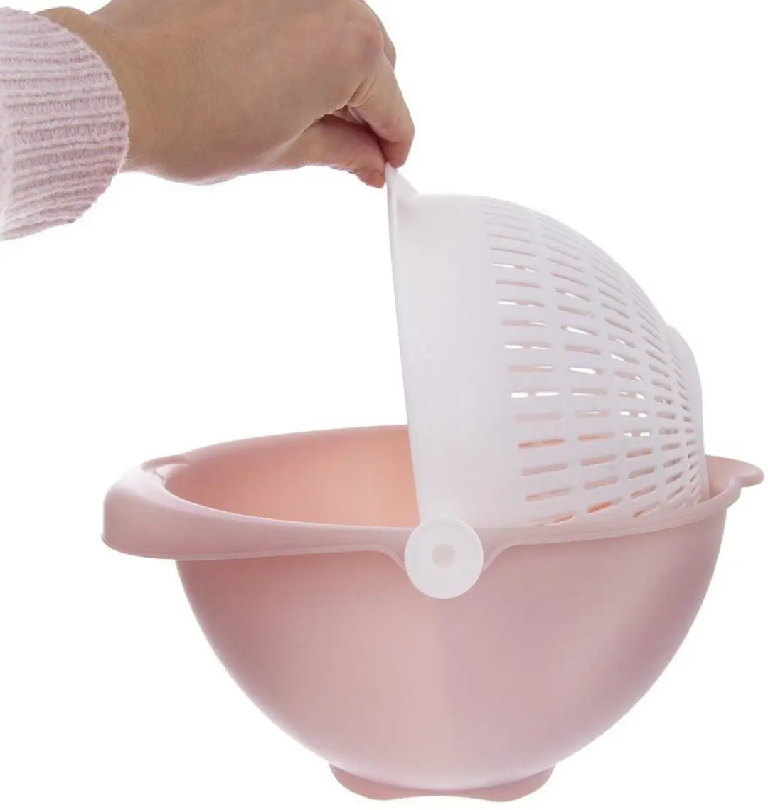 Orion Draaiende Keukenzeef 25cm - BPA-vrij - Grijs/Wit - afbeelding 6 van 6
