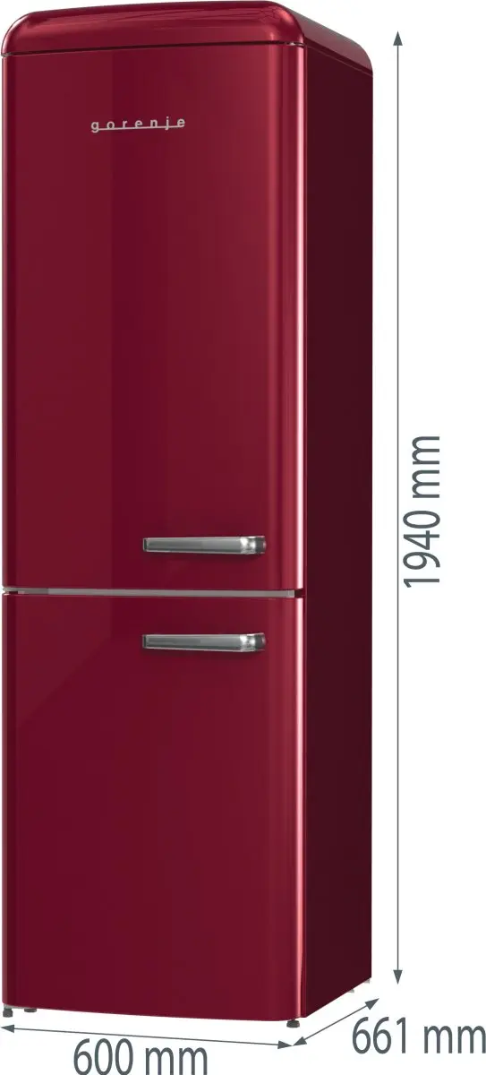 Gorenje ONRK619DR Vrijstaand Koelkast - 300L Bordeaux