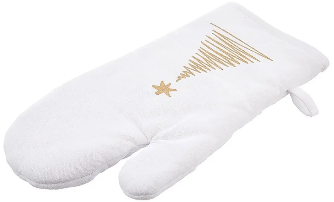Orion Choinka Katoenen Ovenwant 32,5cm - Wit/Goud