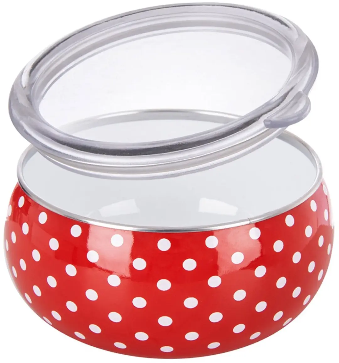 Orion Tecka Serie Retro Kom 1L - Rood/Wit - Met Deksel