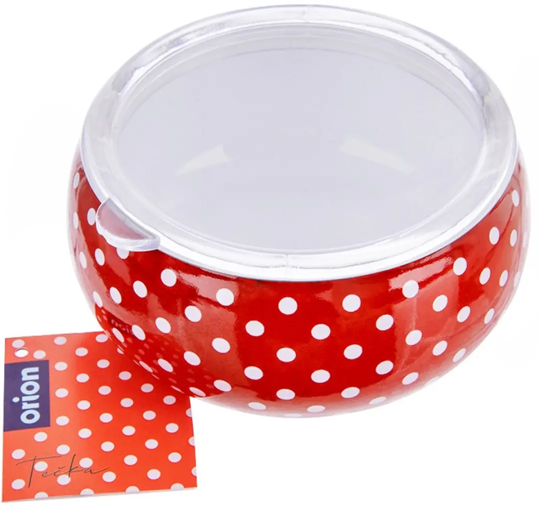 Orion Tecka Serie Retro Kom 1L - Rood/Wit - Met Deksel