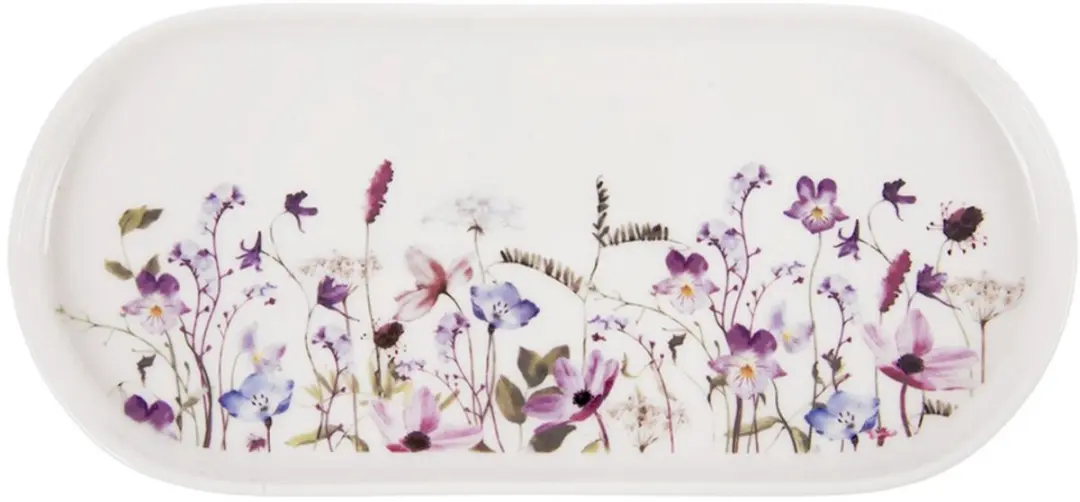 Orion Louka Serveerbord Porselein Bloemen - 25x12cm - Veelkleurig