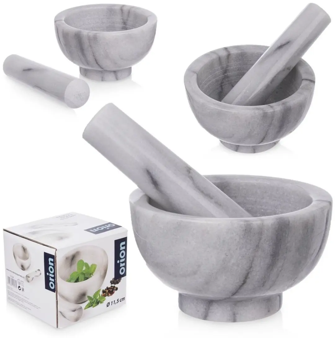 Orion Marmeren Vijzel 11,5cm - Grijs - 2 Stuks