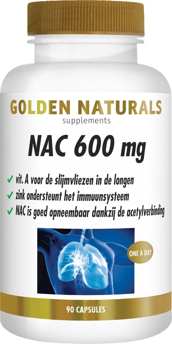 Golden Naturals NAC 600mg Vegan Capsules - 90 Stuks