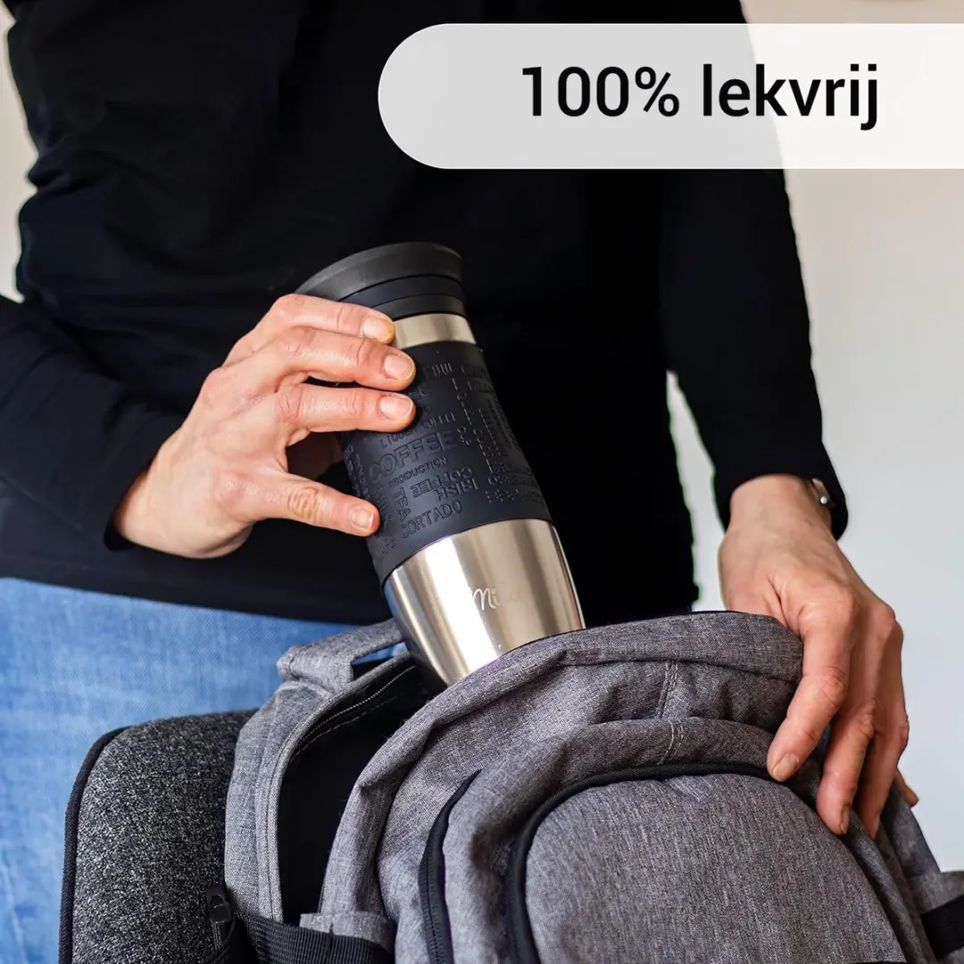 Milu Thermosbeker 450ml - Roestvrij Staal - Zwart