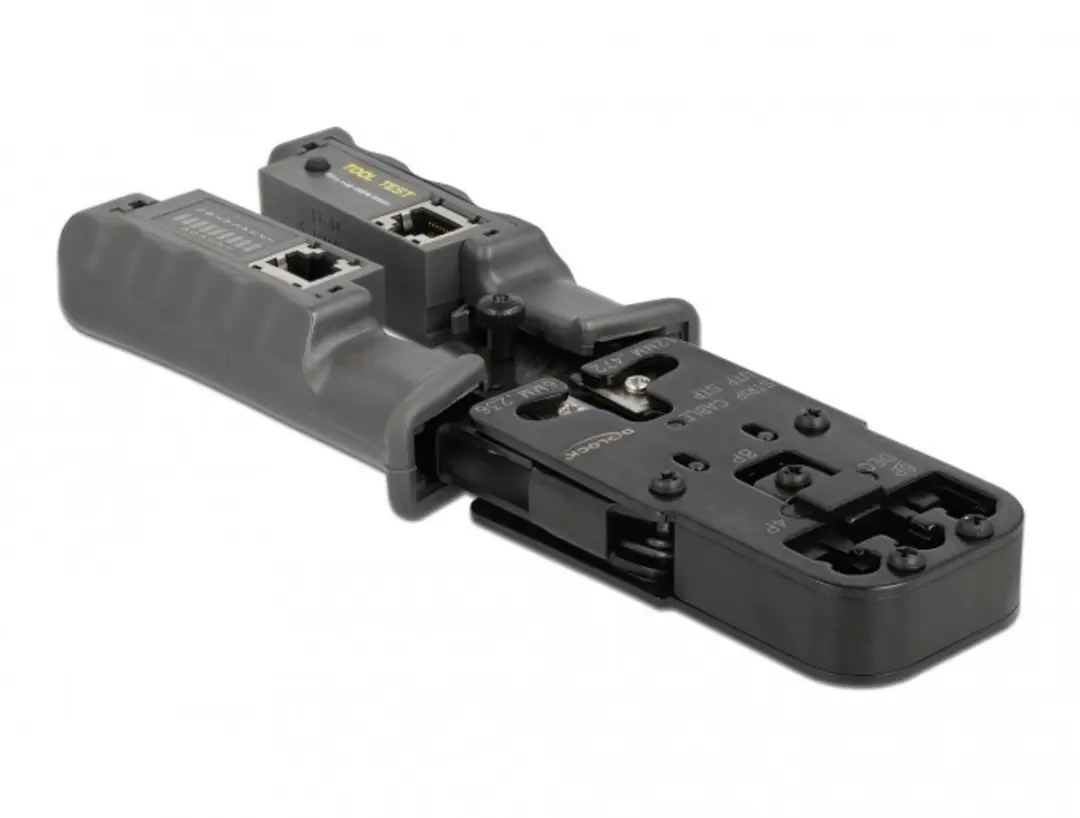 Delock Crimptool met striptang en netwerktester