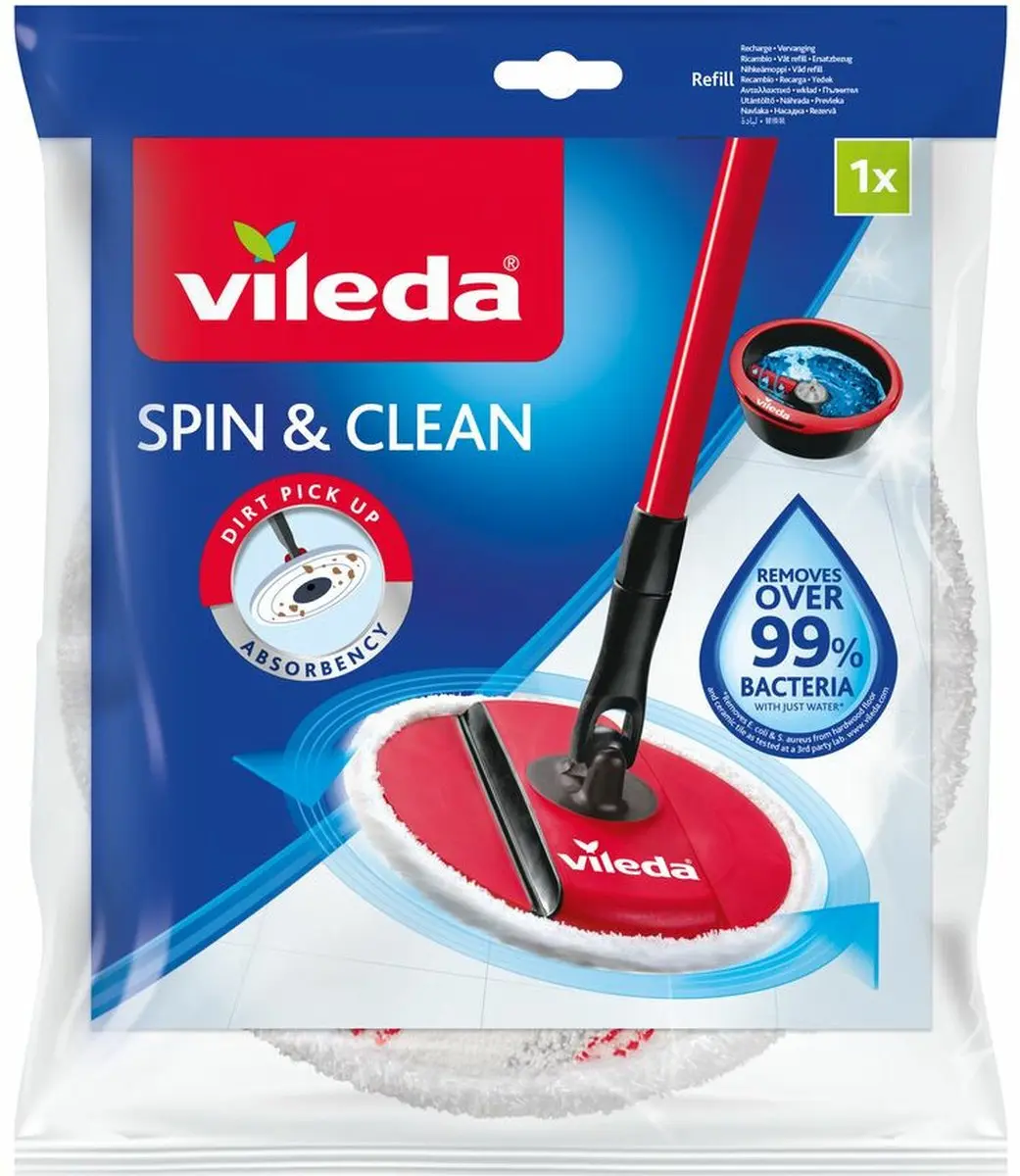 Vileda Spin & Clean Vervanging - 8 Stuks - Wit