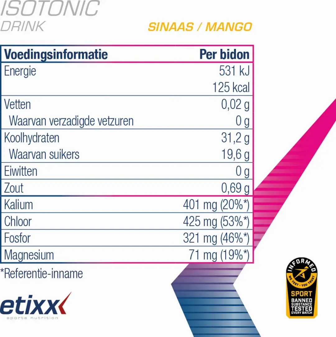 Etixx Isotonic Sportdrank 2000g - Sinaasappel Mango