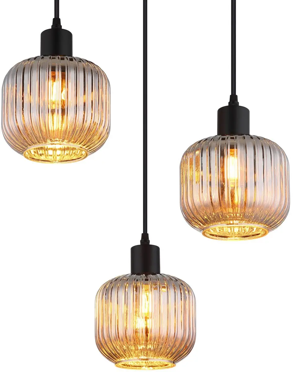 Globo TOM Hanglamp - 3 Lichtpunten - Ø42cm - Zwart