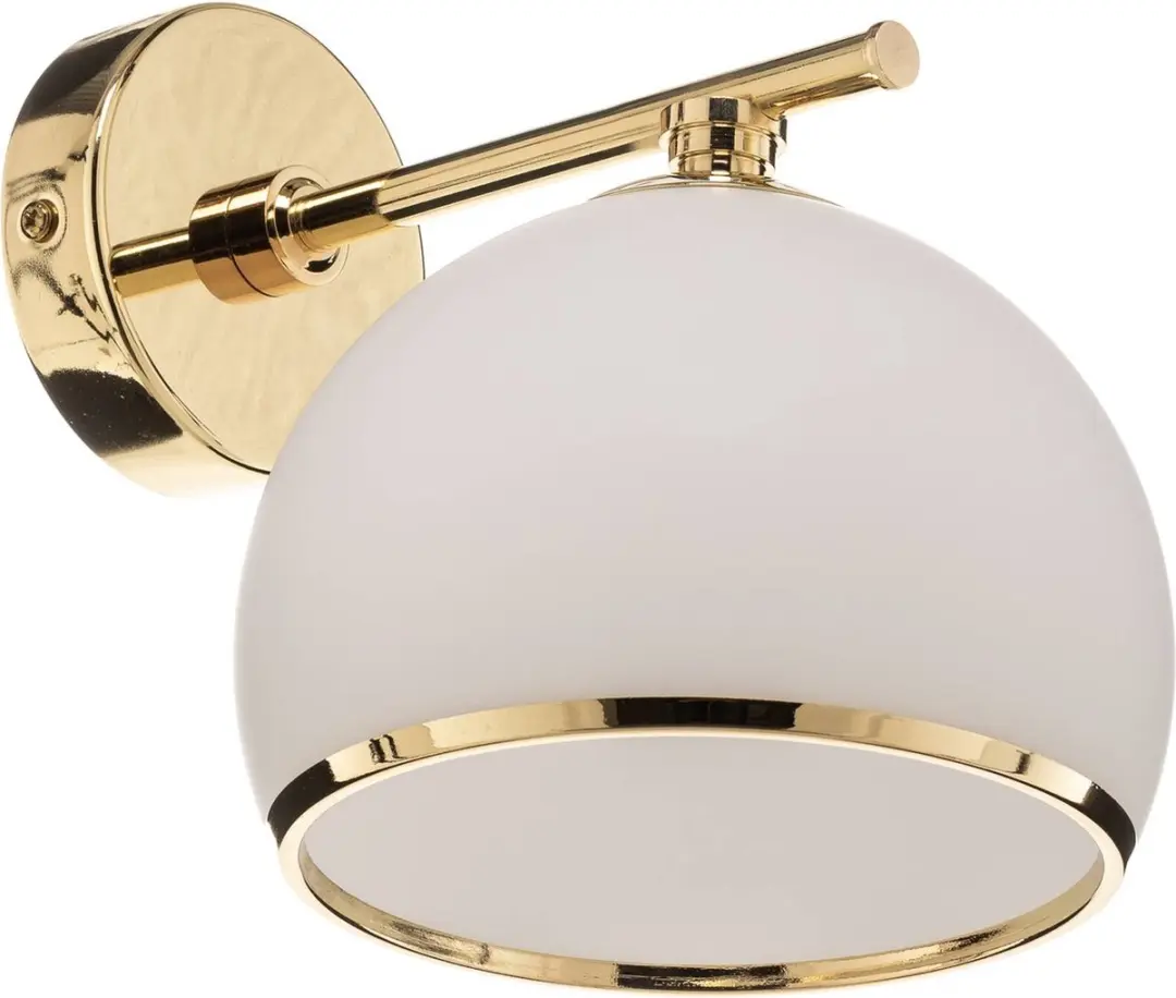 Euluna Wandlamp Staal Glas 1 Licht - Messing/Wit Opaal