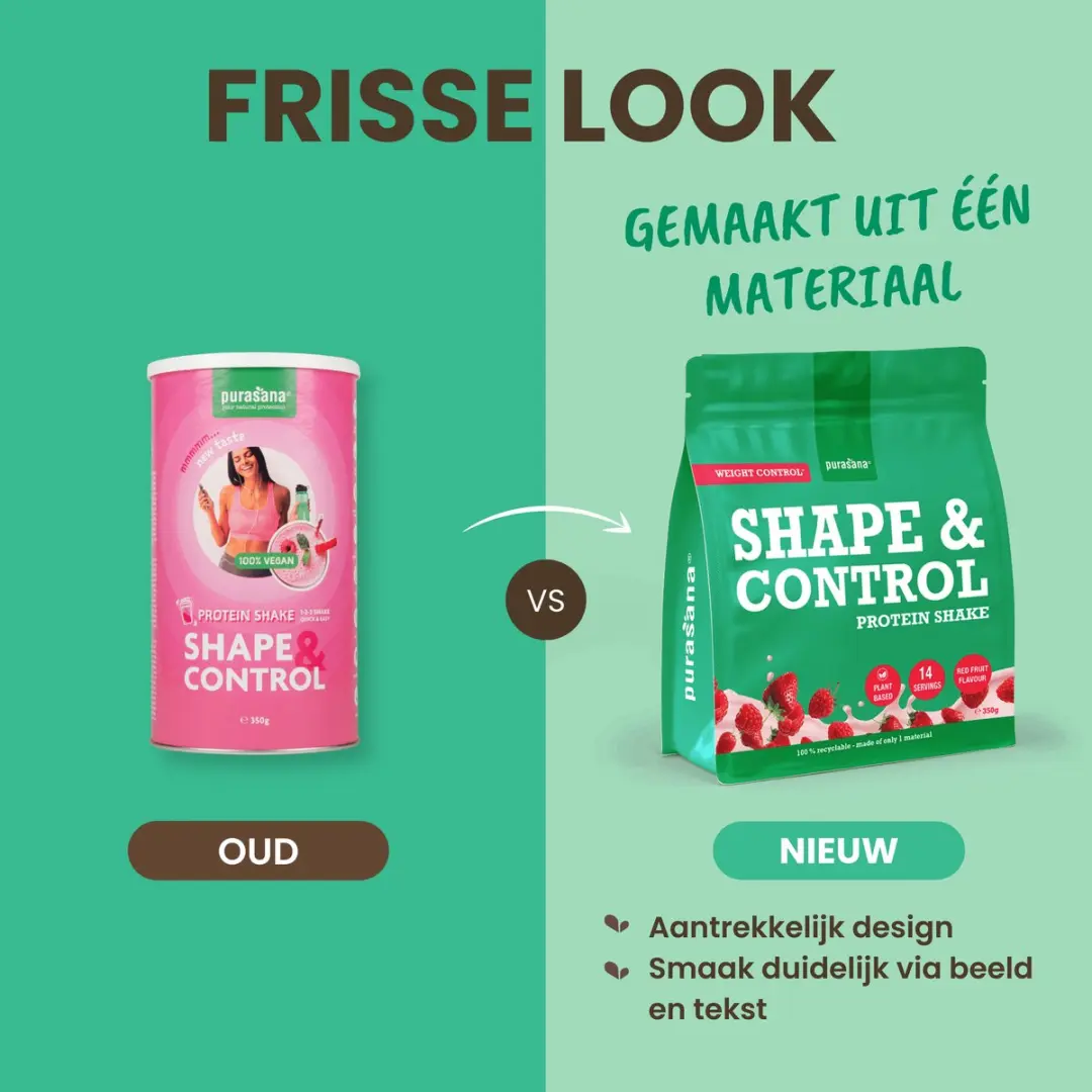 Purasana Shape & Control Vegan Protein 350g - Aardbei/Framboos