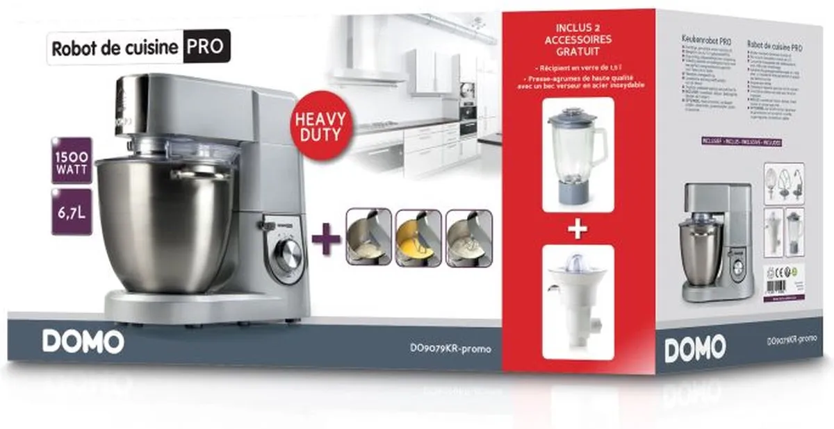Domo DO9079KR Keukenmachine 1500W - 14 standen - Zilver
