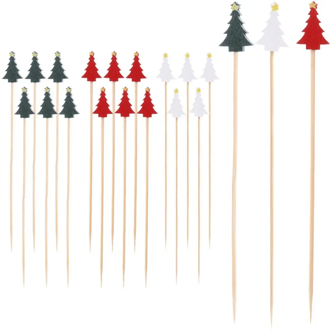 Orion Kerstboom Prikkers Houten Set - 20 Stuks - Groen/Rood/Wit