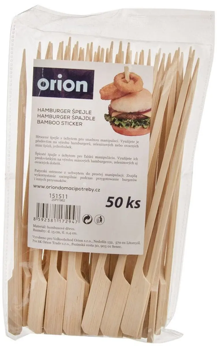 Orion Bamboe Burgerprikkers 15cm - 50 Stuks